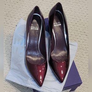 Stuart Weizmann Burgundy 2.5 inch Heel Patent Leather Pumps